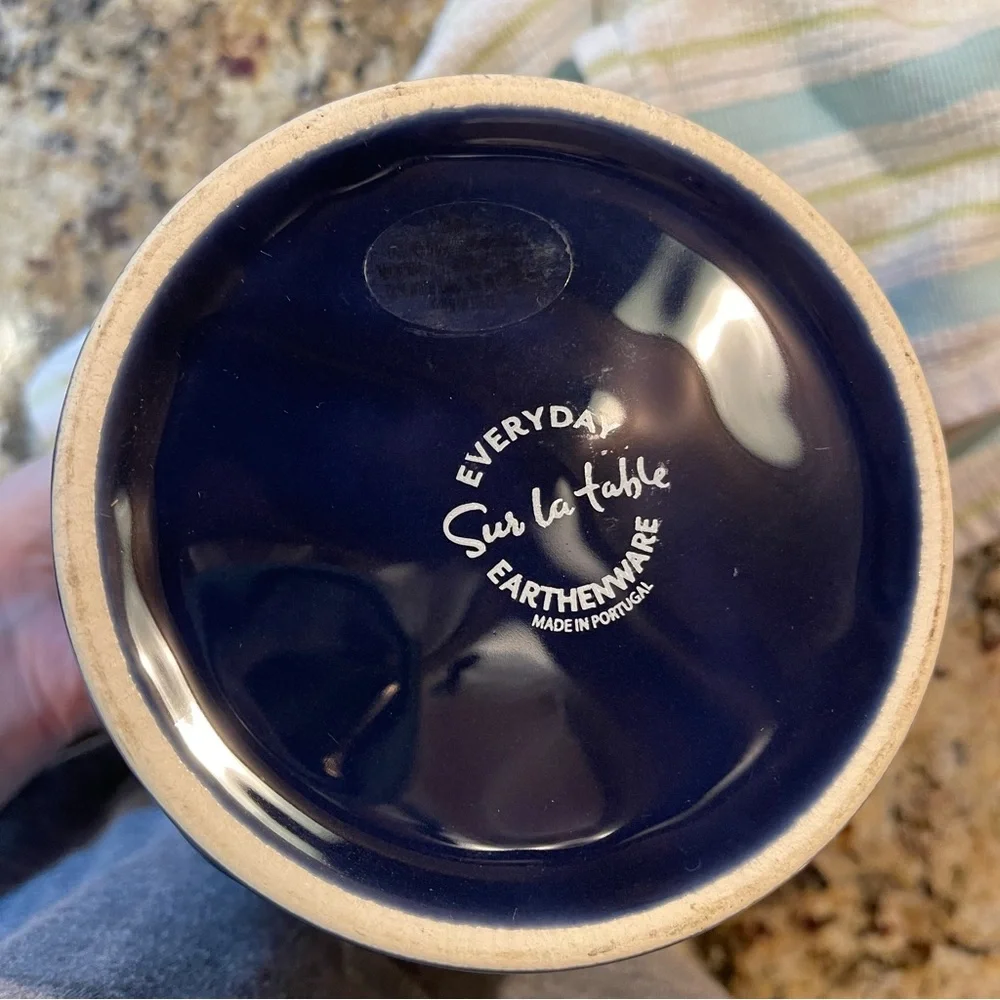 Sur La Table utensil crock, earthenware indigo navy blue